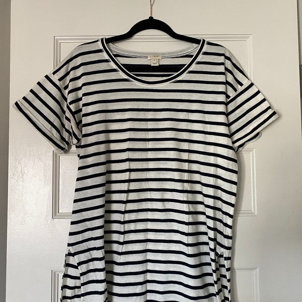 J. Crew Navy Blue Striped Short Sleeve Tee